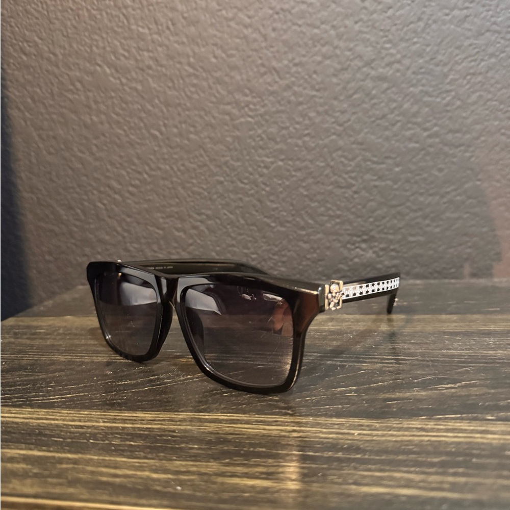 Chrome Hearts Unisex Black Sunglasses with Silver Accents